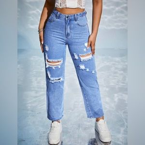 High Waisted Ripped Jeans